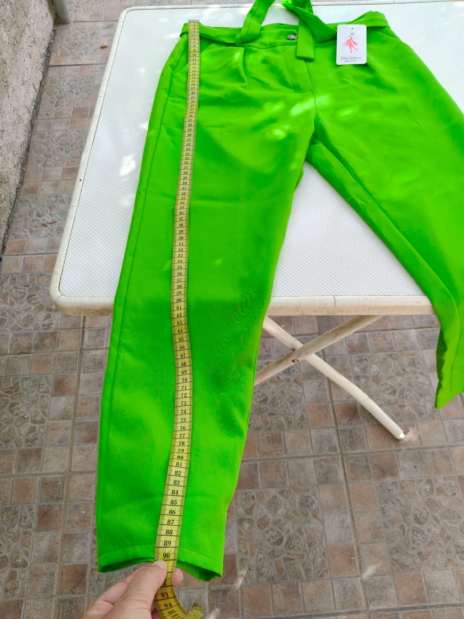 Lime green pants with waist tie – photo 9